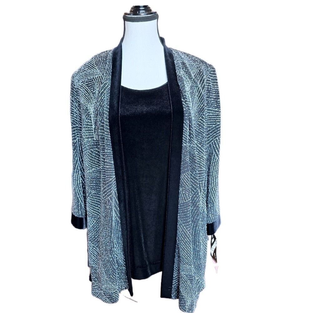 Vintage Y2K R&M Richards Velvet Top Silver Metallic Jacket 10 Black NWT USA Made